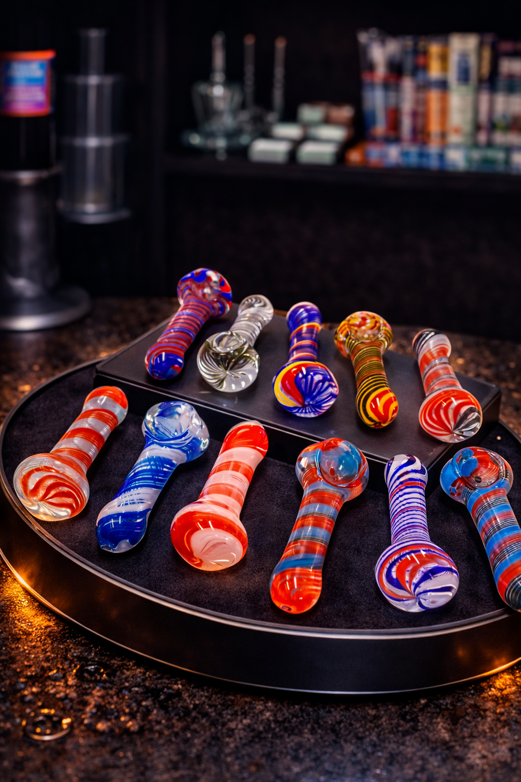 Colorful hand-blown glass pipes collection